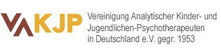 Zu sehen ist das Logo der VAKJP (Vereinigung Analytischer Kinder- und Jugendlichen Psychotherapeuten in Deutschland e. V. gegründet 1953